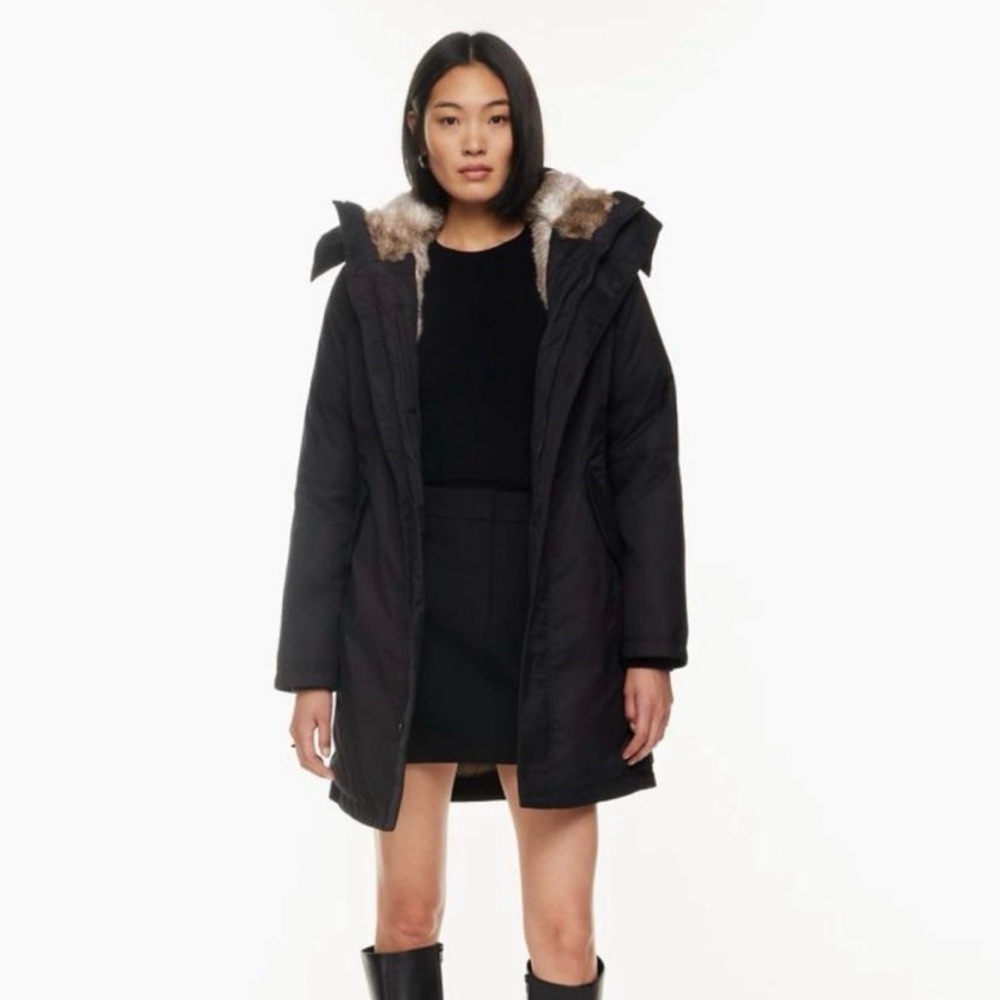 Aritzia Babaton Oskar Black Parka Coat
